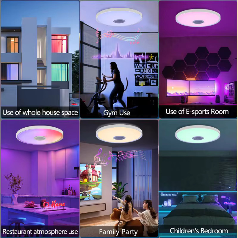 MARPOU Smart LED-Deckenleuchte mit Tuya RGB-Funktion, dimmbar und mit Fernbedienung, moderne runde Lampe in Weiß für Wohnzimmer und Schlafzimmer - Bild 4