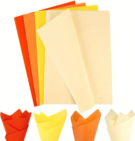 SZ-JZQ Seidenpapier in Herbstfarben Orange und Gelb, 112 Blatt für DIY Bastelarbeiten und Geschenke