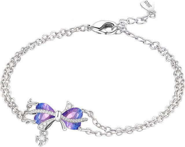PANPOKI Armband, 925 Silber, Lila Liebesschleife, Damen - Bild 1