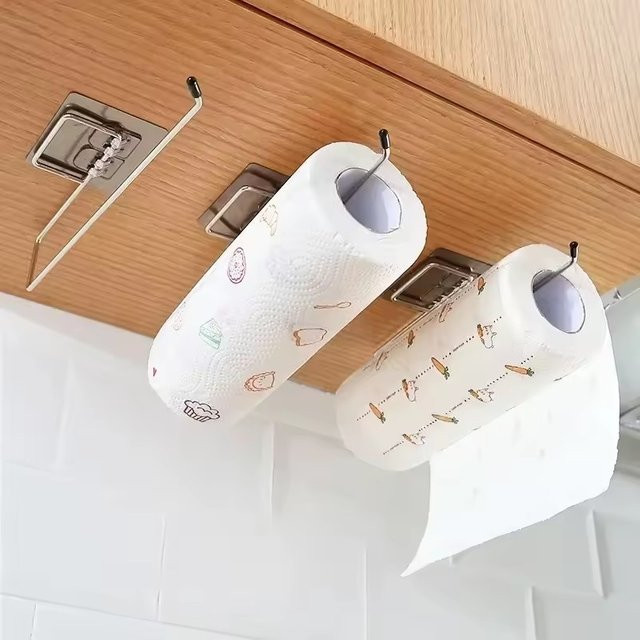 KindFuny Küchenpapierhalter aus Metall mit selbstklebender Befestigung in Silber - Bild 1