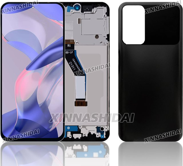 Xiaomi Poco M4 Pro 5G LCD Display Bildschirm mit Touch Digitizer Montage und Batterie Rückseite in Schwarz, 6,67 Zoll TFT - Bild 1
