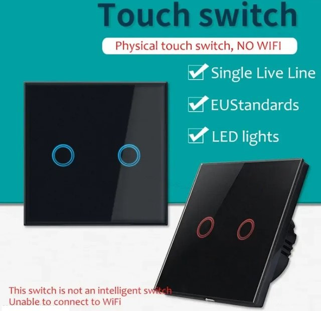 AXUS EU Touch Schalter mit LED-Hintergrundbeleuchtung aus gehärtetem Kristallglas in Gold/Messing - Bild 1