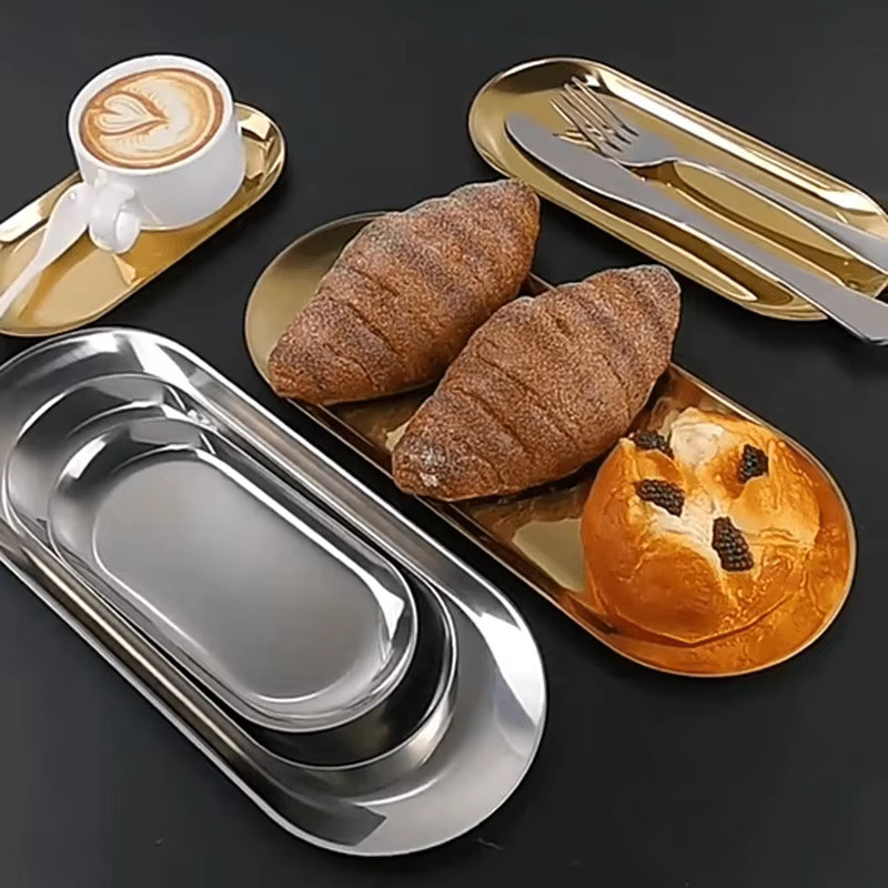 Kitchya Dessertteller aus Edelstahl in Gold, ovales Tablett für Obst, Nüsse oder Kuchen - Bild 3