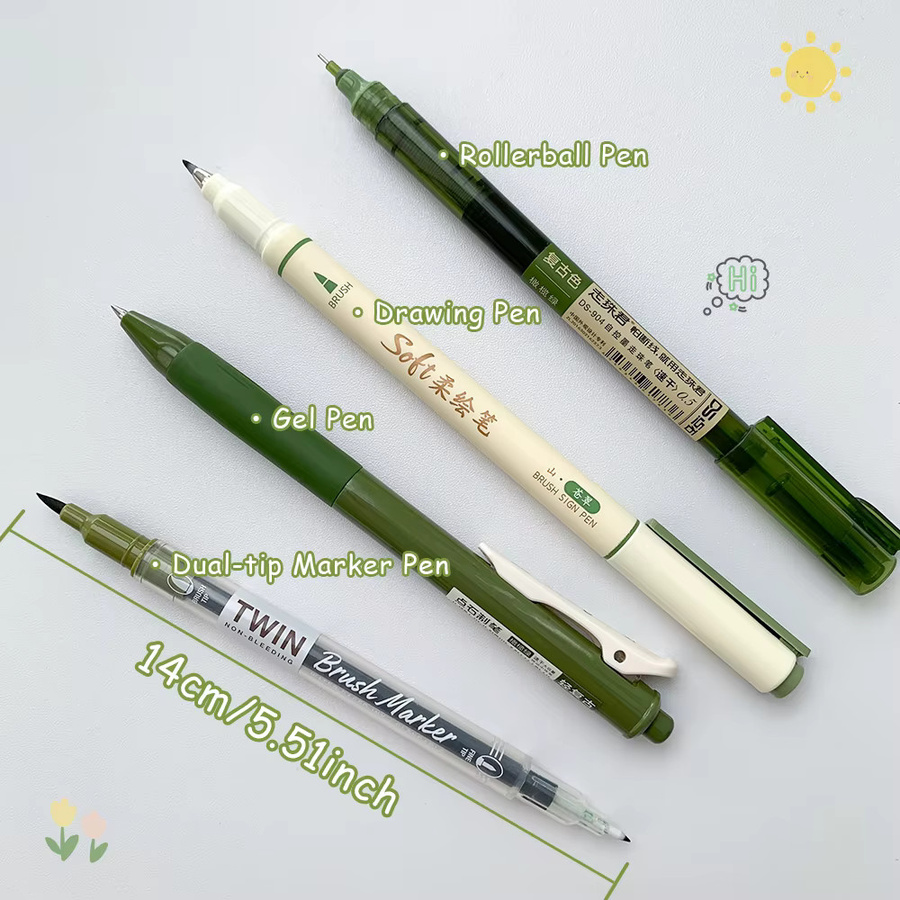 4er Set bunte Gelstifte für Kalligraphie mit 0,5 mm Spitze für feine Linien und Retro-Design - Bild 1