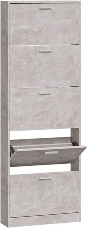 Modernes Vidaxl Schuhschrank aus Holzwerkstoff in Grau mit Falttüren, B/T/H: 59 x 17 x 169 cm - Bild 1