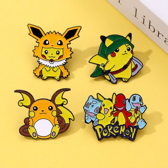 Potdemiel Emaille-Pins-Set, 4-teilig, Pikachu Cosplay, Unisex - Bild 1