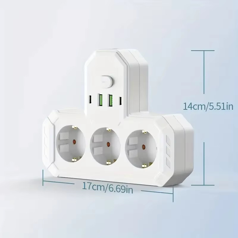 Steckdosenleiste mit USB und Typ-C-Anschluss für das Heimbüro, EU-Stecker, erhältlich in Schwarz oder Weiß - Bild 4