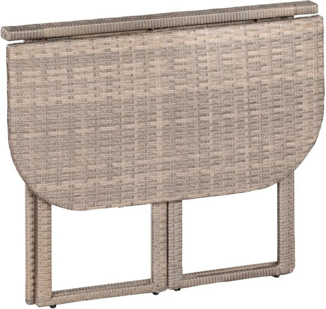 Merxx Klappentisch rechteckig in Beige aus pulverbeschichtetem Stahl und Kunststoffgeflecht B/T/H: 100 x 78 x 75 cm - Bild 1