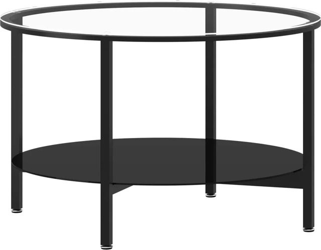 vidaXL Couchtisch Modern mit schwarzem Metallrahmen und runder Glasplatte in Schwarz und Transparent, Durchmesser: 70 cm - Bild 1