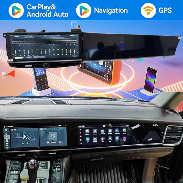 YANFU Dual-Screen Android Multimedia-Videoplayer-System mit Carplay für Porsche Panamera 970 (2010-2016), 10,9 Zoll + 11,4 Zoll, Schwarz - Bild 1