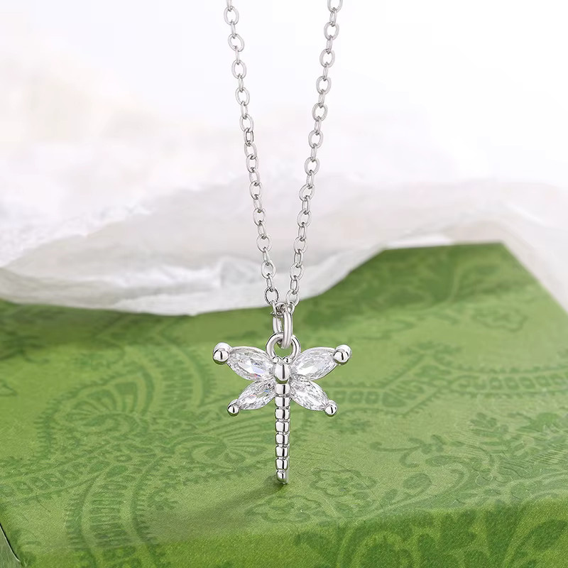 Halskette Libelle, 925 Silber, Diamant, Zirkonia - Bild 2