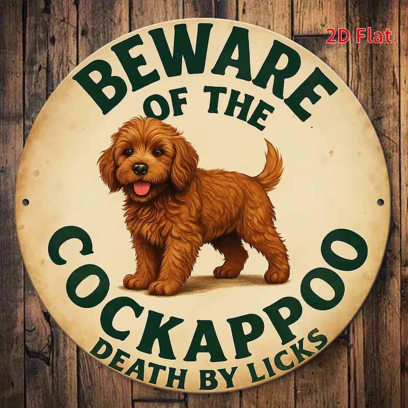 Potdemiel Warnschild Beware of the Cockapoo Metall-Deko im Vintage-Stil, B/H: 20 x 20 cm - Bild 4