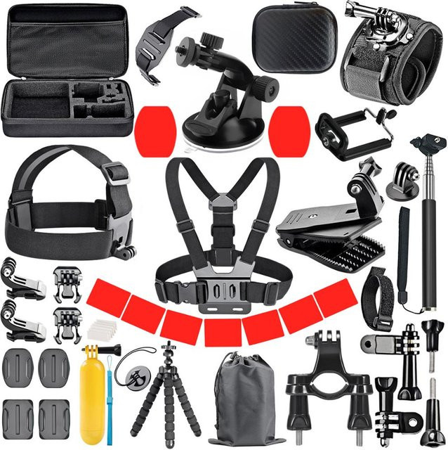 ORBMART Zubehör-Set für Action-Kameras in Schwarz, kompatibel mit GoPro Hero 13 12 11 10 9 8 7 6 5 4, DJI und Insta360 - Bild 1