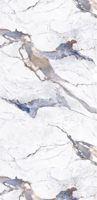 Aluverbund24 PVC Wandpaneele Blue-Sky in Marmor-Optik Hochglanz, B: 122 cm, H: 244 cm - Bild 1