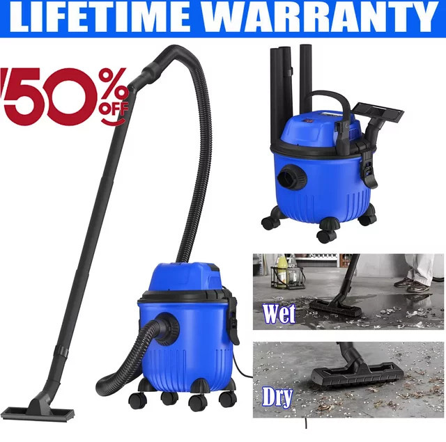 DayPlus Industriestaubsauger Hoover Nass- und Trockensauger in Blau mit 4800 W Leistung, 16 kPa Saugkraft, 15 Liter Fassungsvermögen und 4 Lenkrollen - Bild 1
