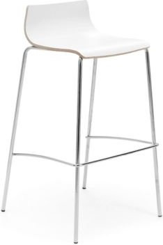 Leyform My Stool Barhocker Set aus 3 Stück, stapelbar, Holz und Stahl, Farbe Weiß und Silber, B: 47 cm, T: 51 cm, H: 74 cm - Bild 1