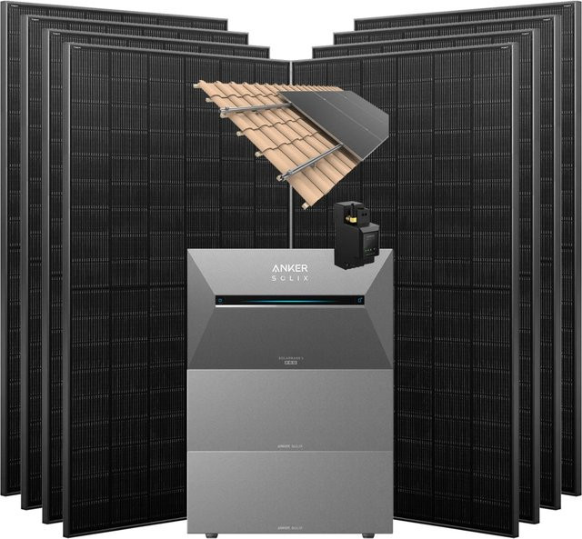 Anker SOLIX Solarbank 3 Pro 3.640 W Balkonkraftwerk Set mit Smart Meter, 2 BP2700 Modulen und Dachziegel-Halterung in Schwarz/Grau - Bild 1