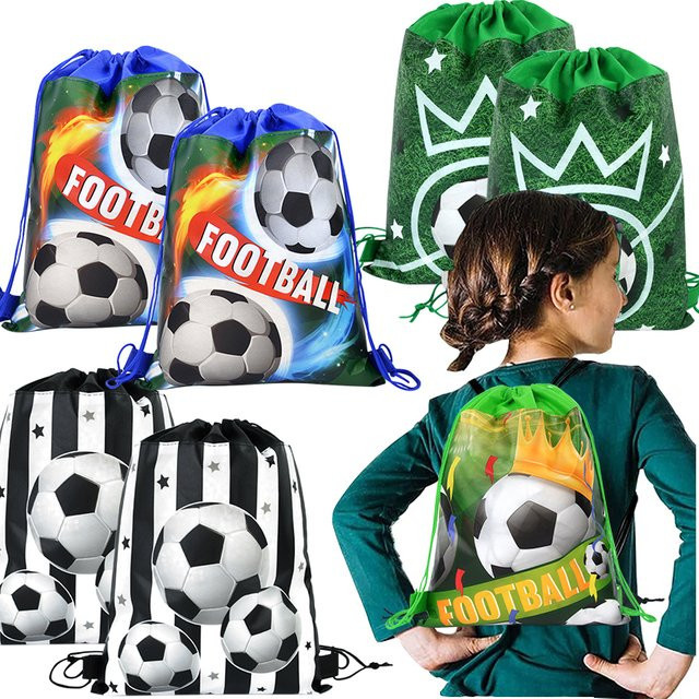 YONGSNOW Fußball Vlies Geschenktaschen mit Kordelzug für Kinder Geburtstage und Sportpartys, Mehrfarbig - Bild 1