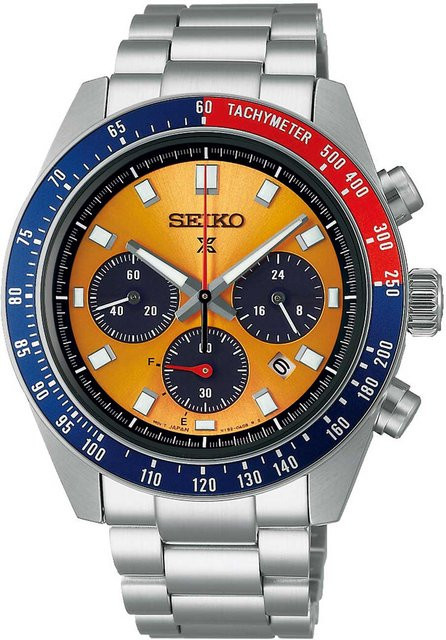 Seiko Chronograph, Solar, Edelstahl, Orange, 41 mm, Herren - Bild 1