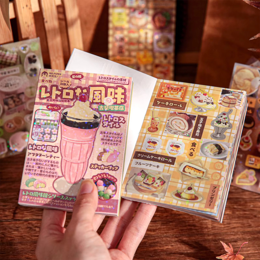 Retro Manga und Dessert Aufkleber im japanischen Vintage-Stil für Scrapbooking und DIY-Handwerk, Mehrfarbig - Bild 2