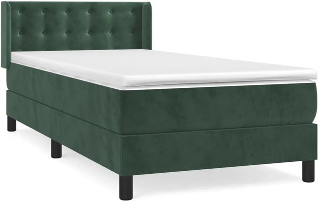 vidaXL Boxspringbett mit Matratze Dunkelgrün Samt B/T/H: 90 x 190 x 103 cm - Bild 1