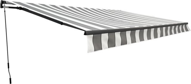 DELUKE Gelenkarmmarkise INSBRUK Sonnenschutz für Terrasse und Balkon aus Polyester in Grau-Weiß, Breite: 495 cm, Ausladung: 300 cm - Bild 1