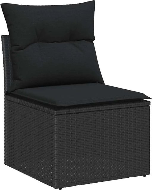 vidaXL Garten-Sofa-Set 7-teilig in Schwarz aus Poly-Rattan, Stahl und Glas mit UV-beständigen Polstern für Garten und Terrasse - Bild 1