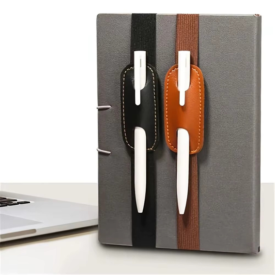 PU-Leder Stift-Notebook-Halter mit verstellbarem Gummiband und abnehmbarer Stifttasche in Beige - Bild 5
