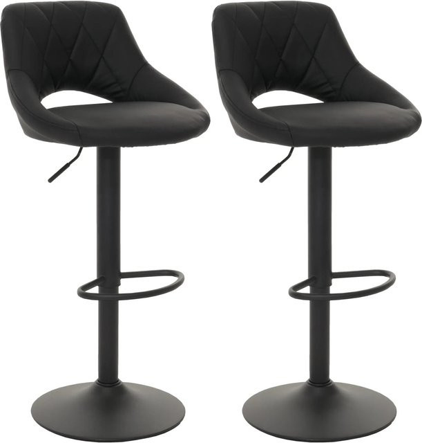 PROREGAL 2er-Set Barhocker gepolstert mit Lehne und Fußablage in Schwarz, drehbar, Sitzhöhe: 60-82 cm - Bild 1