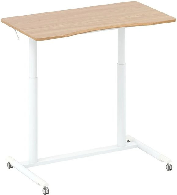 Costway Höhenverstellbarer Schreibtisch in Beige mit Rollen und Kurbelmechanismus für dein Home-Office - Bild 1
