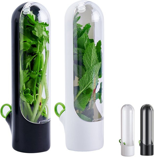 YOCITY Herb Saver Kräuterbehälter zur Frischeerhaltung für Kräuter und Gemüse, Weiß, 2er-Set - Bild 1