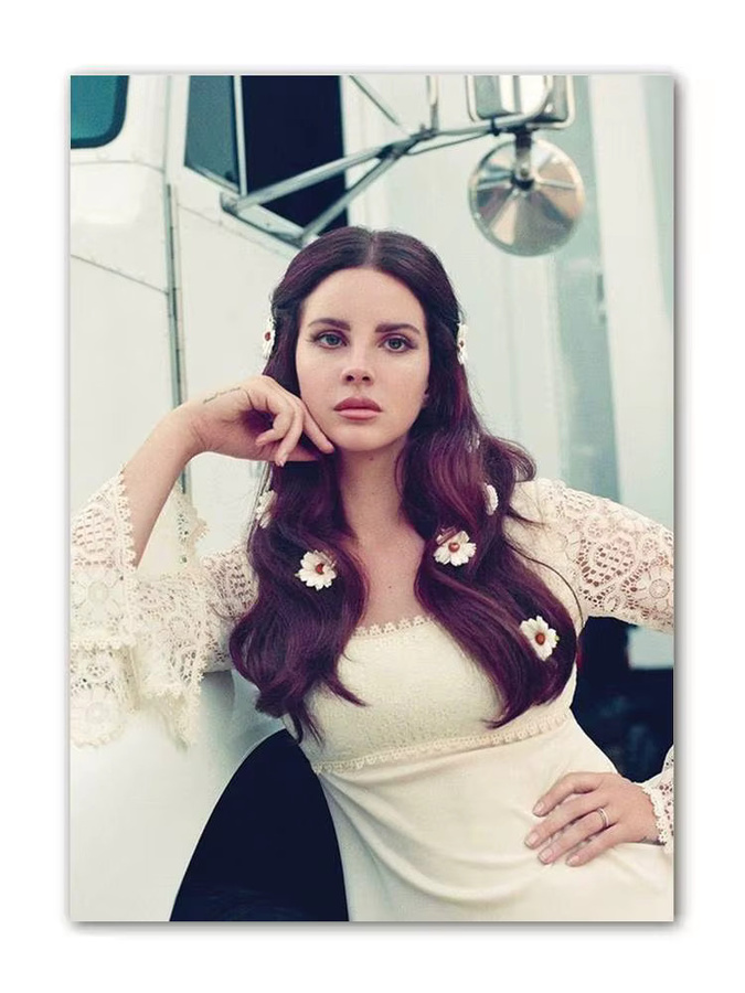 Potdemiel Lana Del Rey Poster Wandbild im Vintage-Stil mit Blumen, ungerahmt, Mehrfarbig - Bild 5
