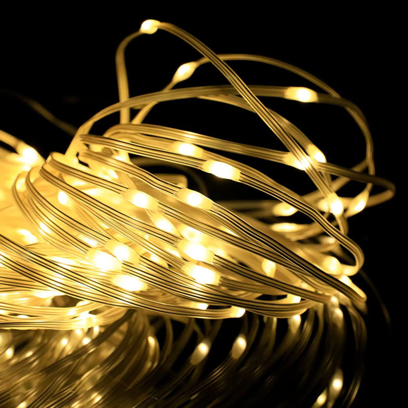 Topdii LED Lichterkette mit Lederfaden in Warmweiß für Weihnachten, Party und Outdoor-Dekoration mit USB- und Batteriebetrieb - Bild 5