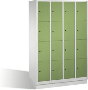 C+P Fächerschrank Classic auf Sockel mit 16 Fächern, Front Resedagrün, Korpus Lichtgrau, H x B x T: 180 x 119 x 50 cm - Bild 1