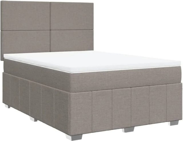 vidaXL Boxspringbett Hybrid mit Matratze und Taschenfederkern, Farbe Taupe, B/T: 160 x 200 cm - Bild 1