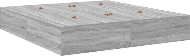 vidaXL Stauraumbett in Grau Sonoma mit Seitenfächern, B/T/H: 200 x 200 x 31,5 cm - Bild 1