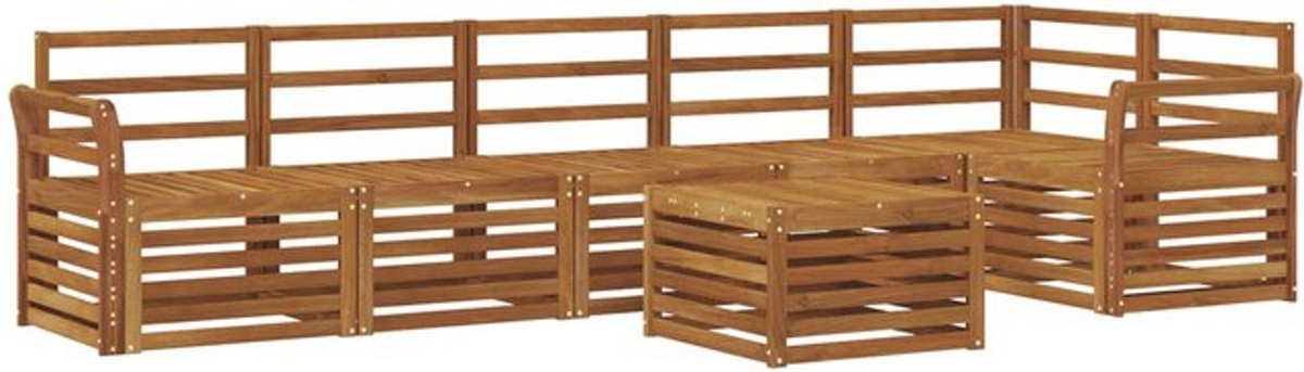 vidaxl Ecksofa Set 7-teilig aus Massivholz Akazie in Braun und Weiß Modern - Bild 1