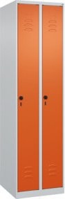 C+P Spind Classic PLUS Garderobenschrank mit 2 Abteilen, Stahlkonstruktion, Farbe Lichtgrau und Reinorange, H x B x T: 185 x 50 x 50 cm - Bild 1