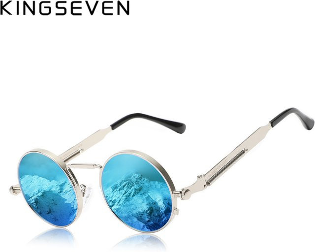 KINGSEVEN Sonnenbrille, Retro, Rund, Vollrand, Metall, Unisex, polarisiert - Bild 1