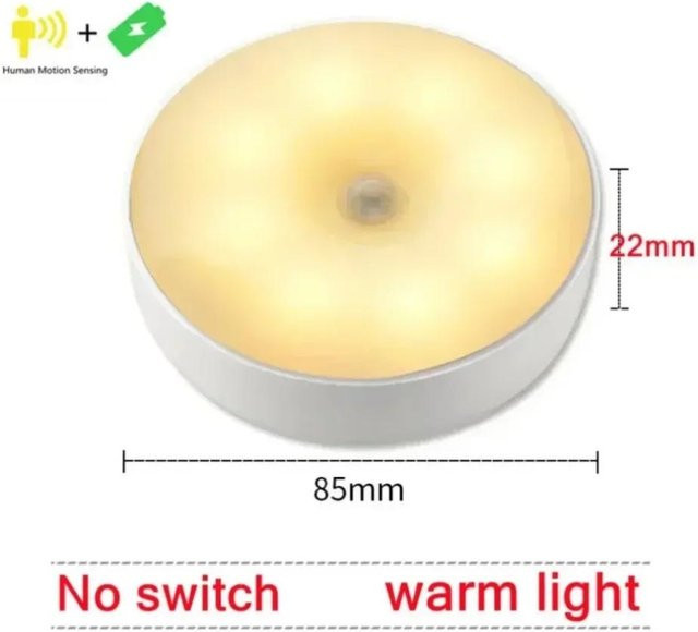 YJMP Super Lighting Nachtlicht mit Bewegungssensor, wiederaufladbare USB LED Lampe in Warmweiß für Küche, Flur, Treppen und Schrank - Bild 1