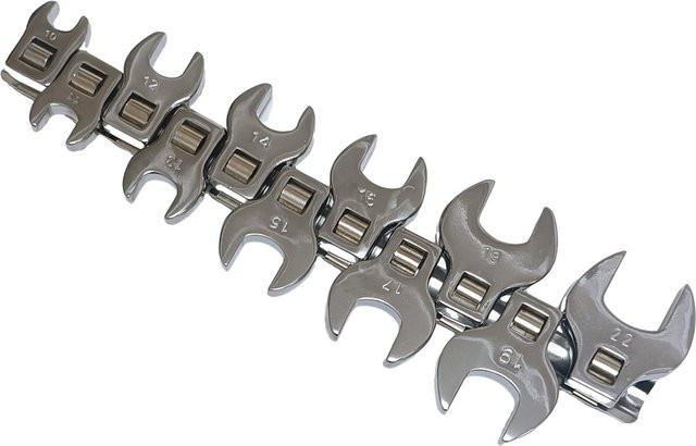 TOP PULS 11-teiliges Krähenfußschlüssel-Set mit 3/8 Zoll Antrieb, 10 bis 22 mm, metrisch, Farbe: Silber - Bild 1