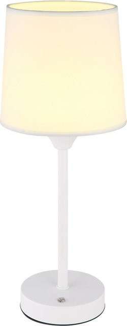 Globo LED-Tischleuchte Lunki modern Weiß Matt aus Metall und Textil, dimmbar und wiederaufladbar - Bild 1
