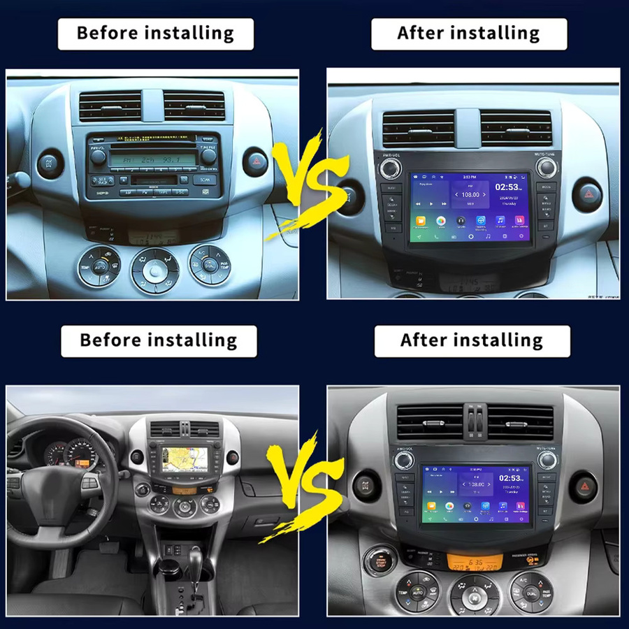 Icreative Android Autoradio für Toyota Rav4 2006-2012 mit 7 Zoll Display, Wireless Carplay und Navigation, Schwarz - Bild 2
