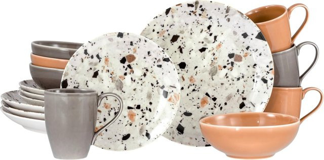 CreaTable Kombiservice Terrazzo Mix 16-tlg. Geschirrset für 4 Personen in Mehrfarbig - Bild 1