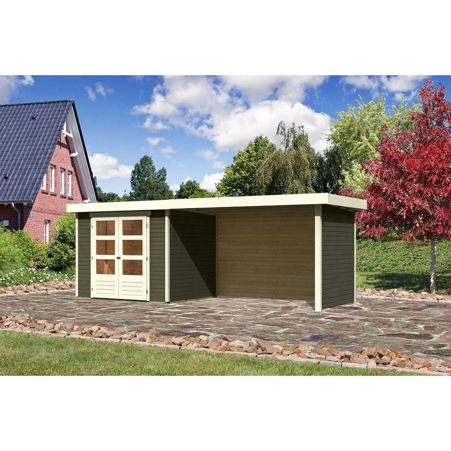 Karibu Holz-Gartenhaus Boras in Terragrau mit Flachdach und modernem Design, B/T/H: 238 x 213 x 211 cm - Bild 2