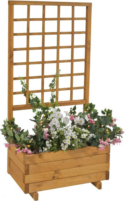 Gaspo Pflanzkasten Hellbrunn mit Spalier in Honigbraun, B/T/H: 140 x 68 x 37 cm - Bild 1