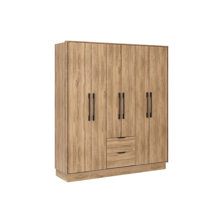 Kleiderschrank Feova in Naturfarben mit Türen und Schubladen, Breite: 162 cm, Höhe: 182 cm - Bild 2