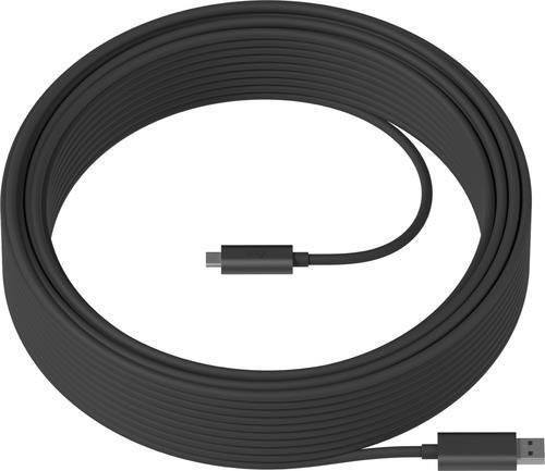 Logitech Strong USB-Kabel USB Typ A auf 24-Pin USB-C, USB 3.2 Gen 2 Active Optical Cable (AOC) Plenum, 25,0 m, Schwarz/Grau - Bild 1