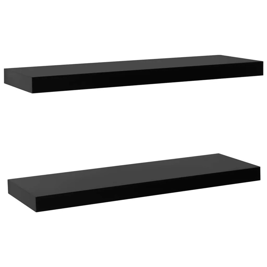 vidaXL Schweberegale 2er Set Schwarz B/T/H: 80 x 20 x 3,8 cm - Bild 2
