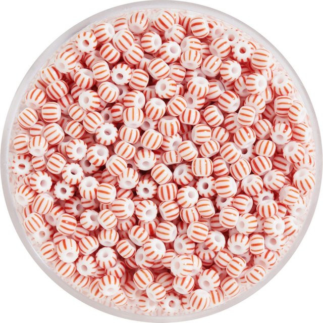 PRACHT Rocailles, gestreift, 2,6 mm, Rot-Weiß - Bild 1